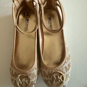MICHAEL KORS CHILDREN FLATS ANKLE STRAP/MK LOGO - SZ 12 - NEW